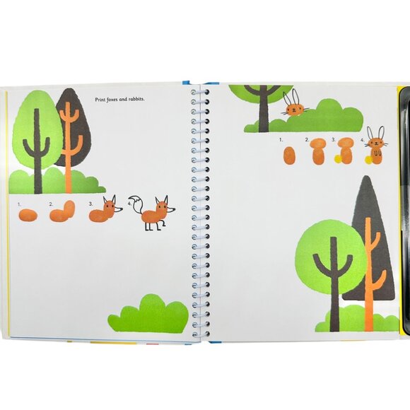 Usborne Fingerprint Activities Book With Ink Pad Spiral Bound Pages Kids Aged 3+ - Picture 4 of 7
